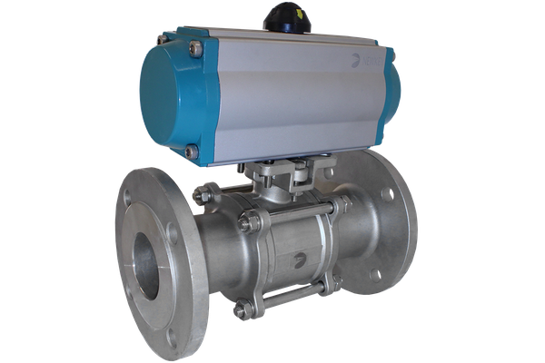Кран шаровый фланцевый (3PC), AISI316TI DN32, PN40 с односторонним пневмоприводом АТ63S