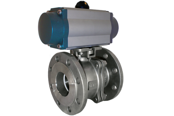 Кран шаровый фланцевый (2PC), AISI304 DN32 (1_1/4"), с двухсторонним пневмоприводом AT52D