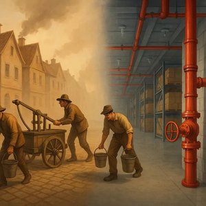 История развития водяных систем пожаротушения: от вёдер до спринклеров