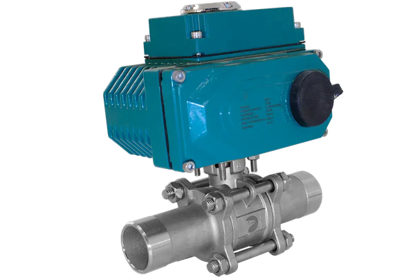 Кран шаровый приварной, AISI304 DN15 (1/2"), с электроприводом AC 24V (C-03)
