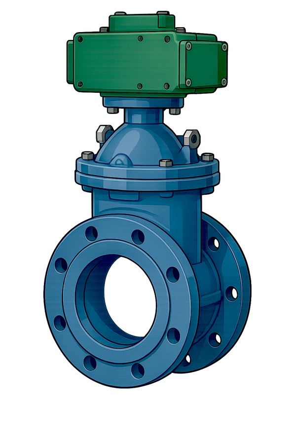 Задвижка фланцевая чугунная, DN200 (8"), PN10, с многоворотным электроприводом AC 220V (С-30)