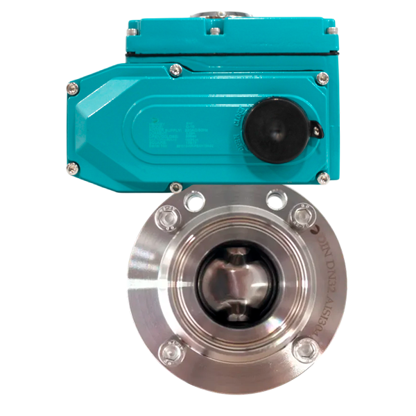 Затвор дисковый Clamp нержавеющий, AISI304 DN40 (1_1/2"), с электроприводом AC 220V (С-05)