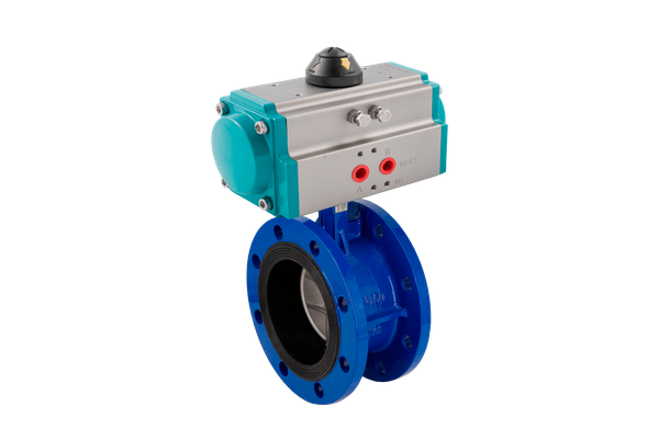 Затвор дисковый фланцевый чугунный, DN100 (4"), с двухосторонним пневмоприводом AT105D