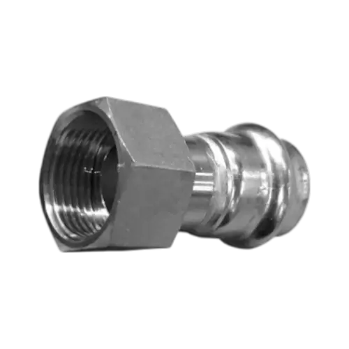 Пресс-соединитель прямой с накидной гайкой нержавеющий, AISI304 DN15x15mm (1/2"x15mm), CF8, PN16