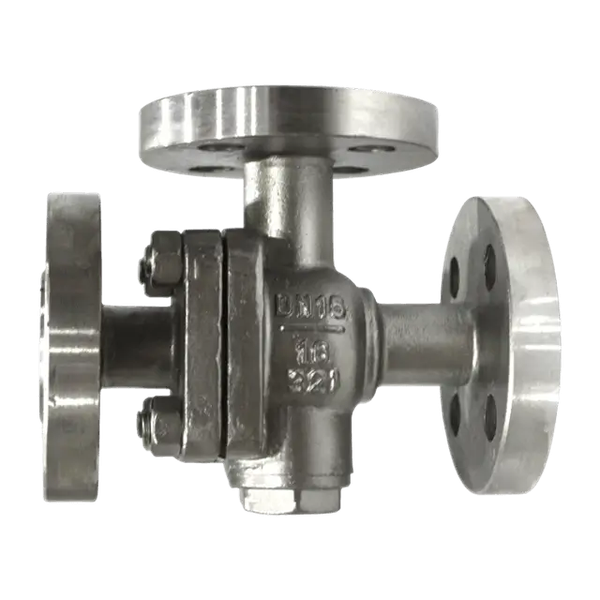 Кран шаровый трехходовой (T-тип) под привод фланцевый нержавеющий, AISI316 DN80, (CF8M), PN16