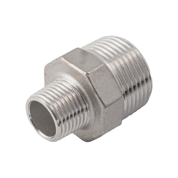 Ниппель резьбовой переходной нержавеющий, AISI304 DN10 х DN6 (3/8" х 1/8"), (CF8), PN16