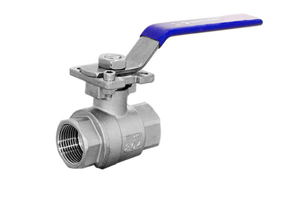 Кран шаровый муфтовый под привод нержавеющий (2PC), AISI304 DN8 (1/4"), (CF8), PN16