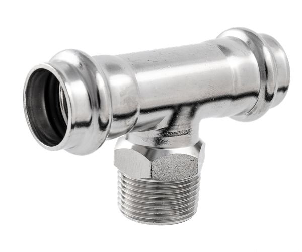 Пресс-тройник ПР/НР/ПР нержавеющий, AISI304 15mm x 1/2" x 15mm, CF8, PN16