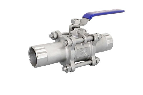 Кран шаровый приварной c фиксатором нержавеющий (3PC), AISI316 DN32 (1_1/4"), (CF8M), PN40