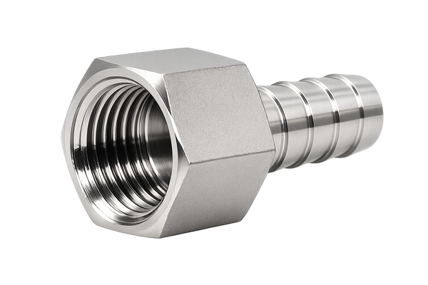 Штуцер елочка нержавеющий ВР, AISI304 DN8 x 10mm (1/4" x 10mm), (CF8), PN16