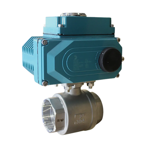 Кран шаровый муфтовый (2PC), AISI304 DN50 (2"), с электроприводом AC 24V (C-05)