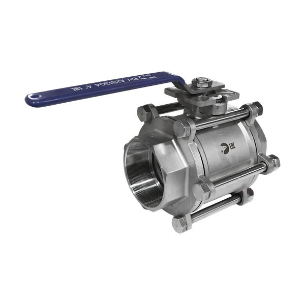 Кран шаровый муфтовый под привод нержавеющий (3PC), AISI304 DN100 (4"), (CF8), PN25
