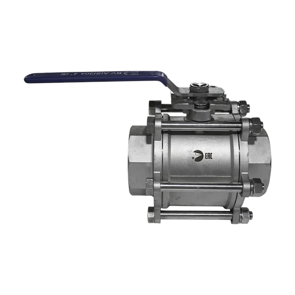 Кран шаровый муфтовый под привод нержавеющий (3PC), AISI304 DN100 (4"), (CF8), PN25
