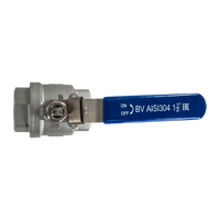 Кран шаровый муфтовый двусоставной с фиксатором нержавеющий (2PC), AISI304 DN40 (1_1/2"), (CF8),PN40