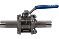 Кран шаровый приварной трехсоставной нержавеющий (3PC), AISI304 DN15 (1/2"), (CF8), PN64