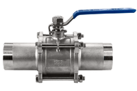 Кран шаровый приварной трехсоставной нержавеющий (3PC), AISI304 DN65 (2_1/2"), (CF8), PN25