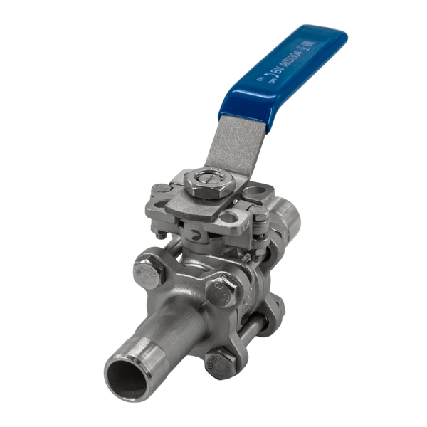 Кран шаровый приварной трехсоставной под привод нержавеющий (3PС), AISI304 DN15 (1/2"), (CF8),PN64