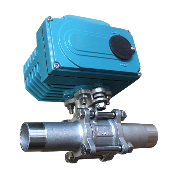 Кран шаровый приварной, AISI304 DN25 (1"), с электроприводом AC 24V (C-03)