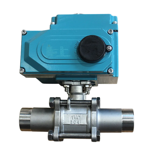 Кран шаровый приварной, AISI304 DN32 (1_1/4"), с электроприводом AC 24V (C-05)