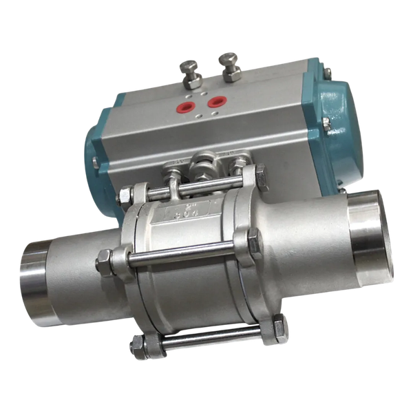 Кран шаровый приварной, AISI304 DN50 (2"), с двухсторонним пневмоприводом AT83D