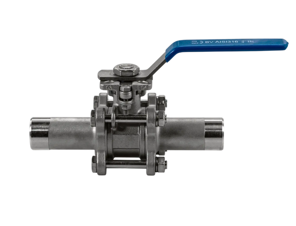 Кран шаровый приварной трехсоставной под привод нержавеющий (3PС), AISI316 DN20 (3/4"), (CF8M),PN64