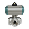 Кран шаровый трёхходовой L-тип, AISI304 DN32 (1_1/4"), с односторонним пневмоприводом AT52S