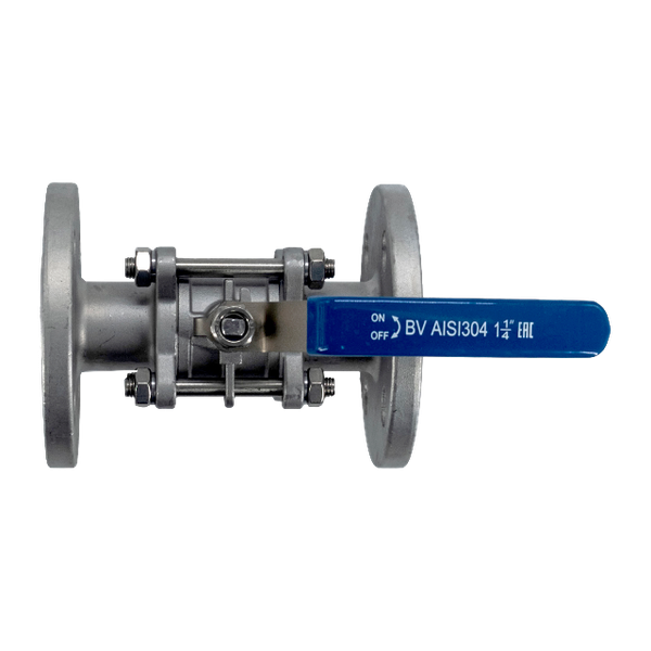 Кран шаровый фланцевый трехсоставной нержавеющий (3PC), AISI304 DN32 (1_1/4"), (CF8), PN40