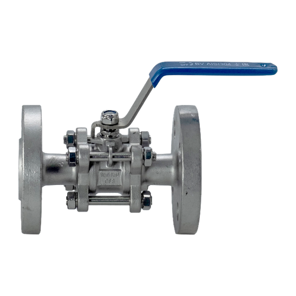 Кран шаровый фланцевый трехсоставной нержавеющий (3PC), AISI304 DN15 (1/2"), (CF8), PN40