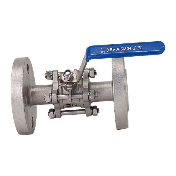 Кран шаровый фланцевый трехсоставной нержавеющий (3PC), AISI304 DN20 (3/4"), (CF8), PN40