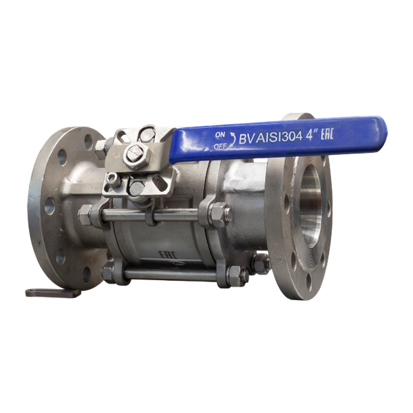 Кран шаровый фланцевый под привод нержавеющий (3PC), AISI304 DN100 (4"), (CF8), PN40