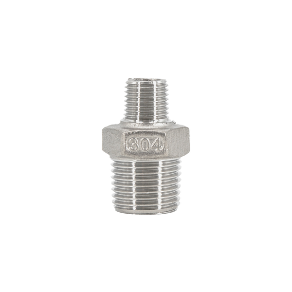 Ниппель резьбовой переходной нержавеющий,  AISI304 DN15 х DN8 (1/2" х 1/4"), (CF8), PN16