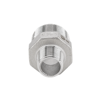 Ниппель резьбовой переходной нержавеющий,  AISI304 DN25 х DN15 (1" х 1/2"), (CF8), PN16