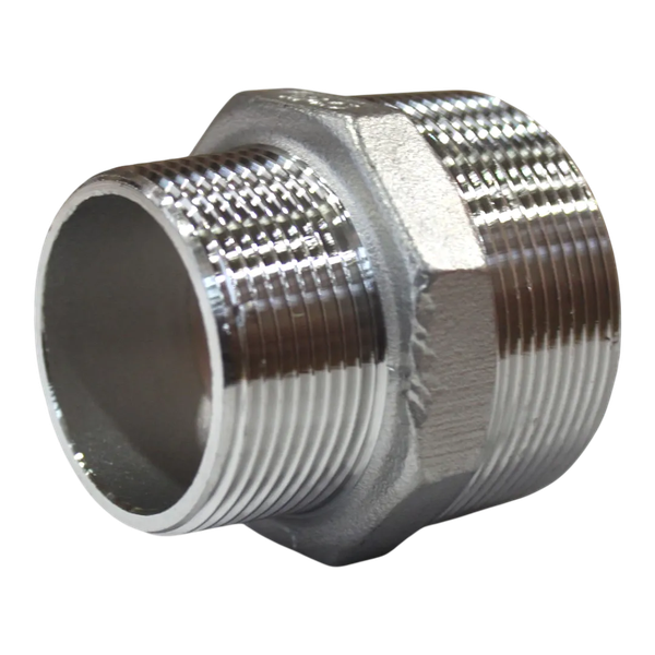 Ниппель резьбовой переходной нержавеющий, AISI304 DN50 х DN40 ( 2" х 1_1/2"), (CF8), PN16