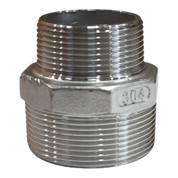 Ниппель резьбовой переходной нержавеющий, AISI304 DN50 х DN40 ( 2" х 1_1/2"), (CF8), PN16
