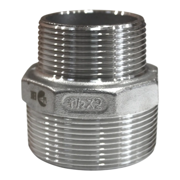 Ниппель резьбовой переходной нержавеющий, AISI304 DN50 х DN40 ( 2" х 1_1/2"), (CF8), PN16