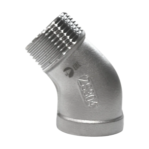 Отвод резьбовой нр/вр 45° нержавеющий, AISI304 DN25 (1"), (CF8), PN16