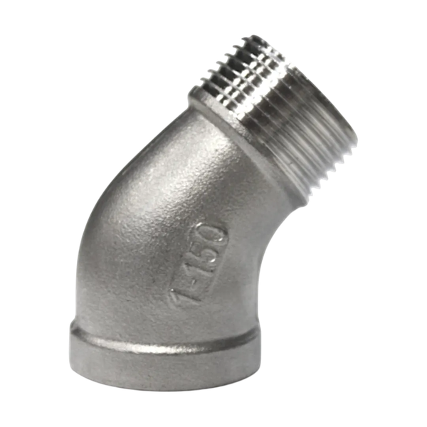 Отвод резьбовой нр/вр 45° нержавеющий, AISI304 DN25 (1"), (CF8), PN16
