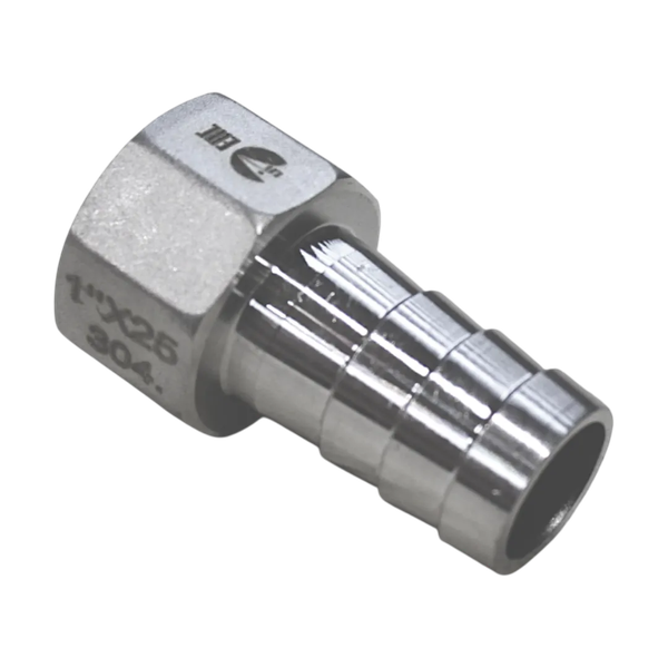 Штуцер елочка нержавеющий ВР, AISI304 DN25 x 25mm (1" x 25mm), (CF8), PN16