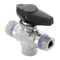 Кран шаровый муфтовый трехходовой серия Т, ( вр.NPT 1/4" x вр.NPT 1/4" ), PTFE, 689PN