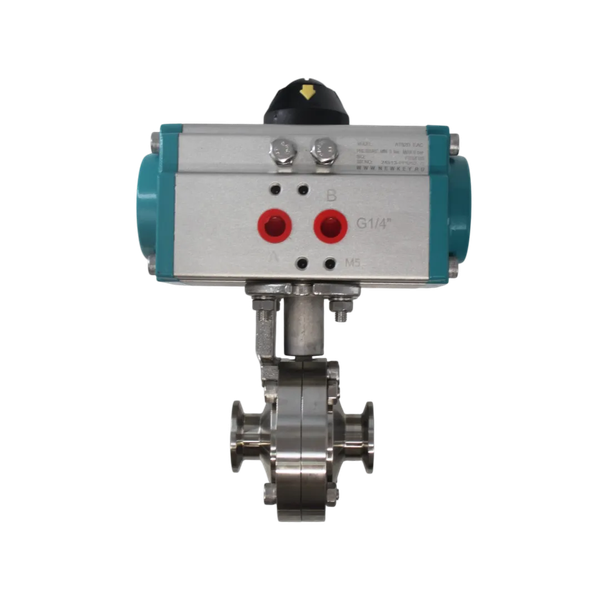 Затвор дисковый Clamp нержавеющий, AISI304 DN15 (1/2"), с двухсторонним пневмоприводом AT52D