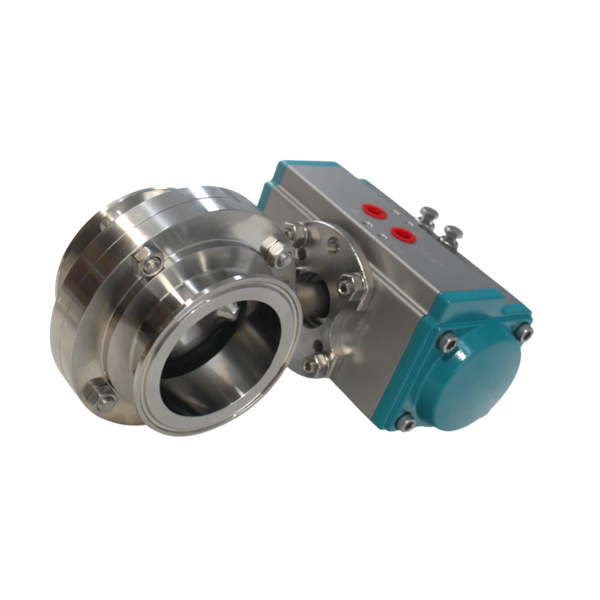 Затвор дисковый Clamp нержавеющий, AISI304 DN65 (2_1/2"), с двухсторонним пневмоприводом AT63D