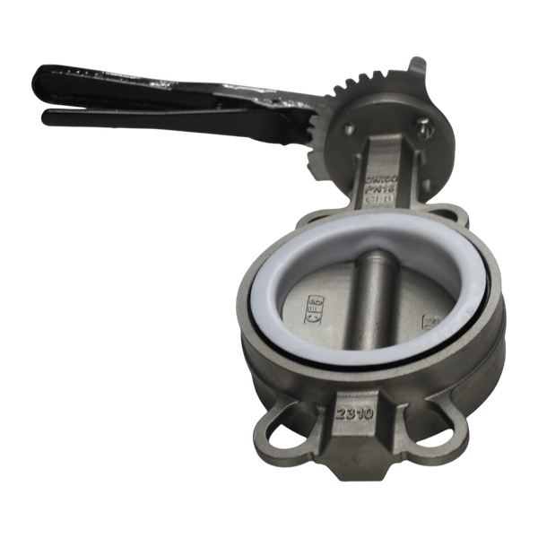 Затвор дисковый межфланцевый нержавеющий AISI304, DN100 (4"), PN16, PTFE