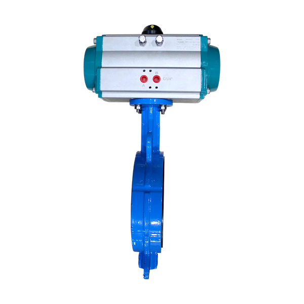 Затвор дисковый межфланцевый нержавеющий, AISI304 DN150 (6") PN16 PTFE, с пневмоприводом AT105D