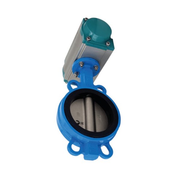 Затвор дисковый межфланцевый чугунный, DN150 (6"), с двусторонним пневмоприводом AT63D