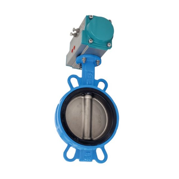 Затвор дисковый межфланцевый чугунный, DN150 (6"), с двусторонним пневмоприводом AT63D